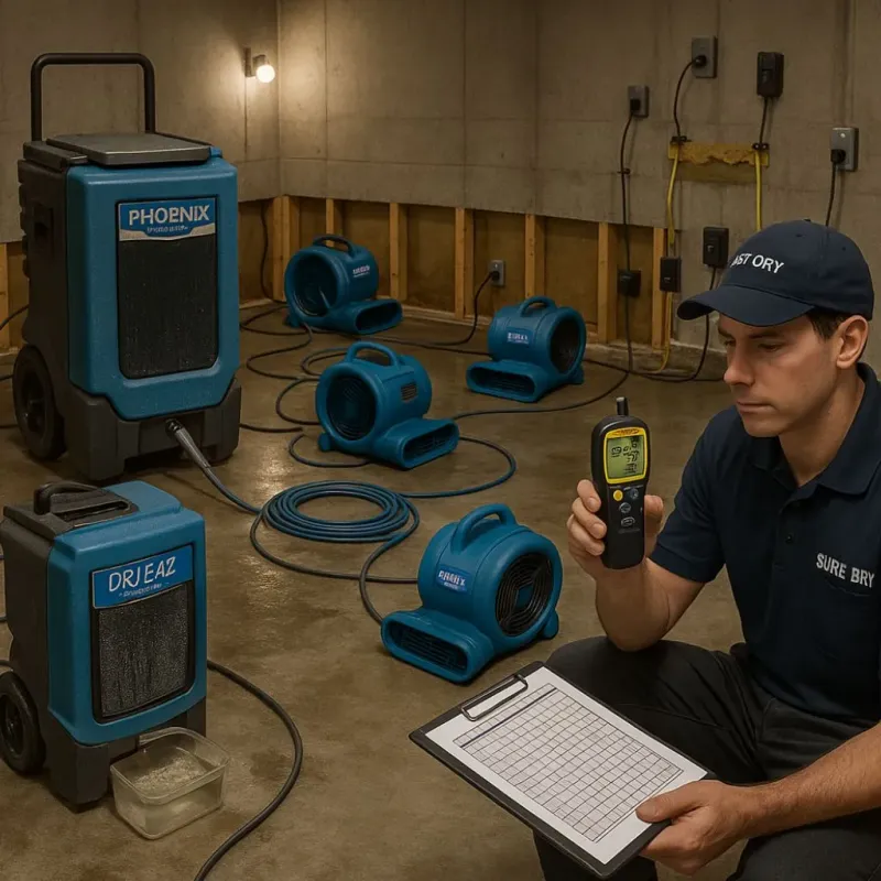 Structural Drying and Dehumidification process in Krebs, OK
